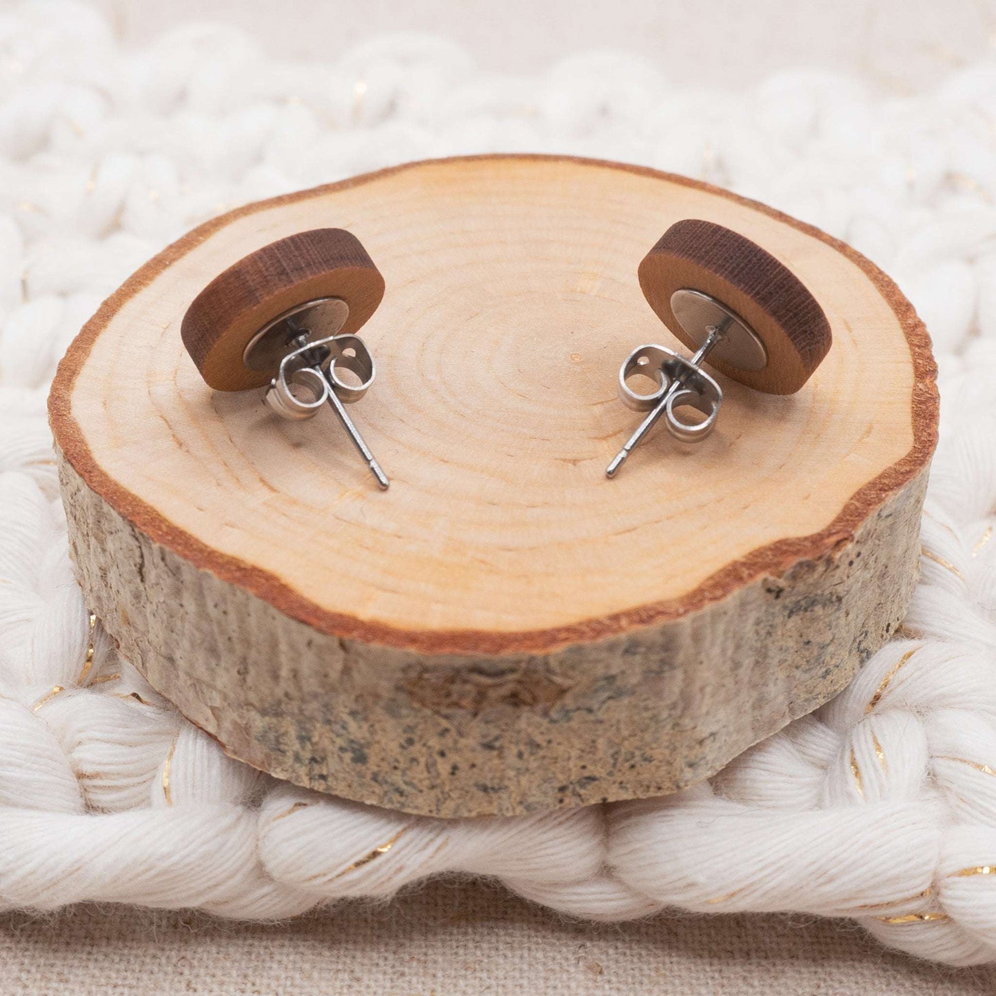 Treat yourself blue knot painted stud earrings