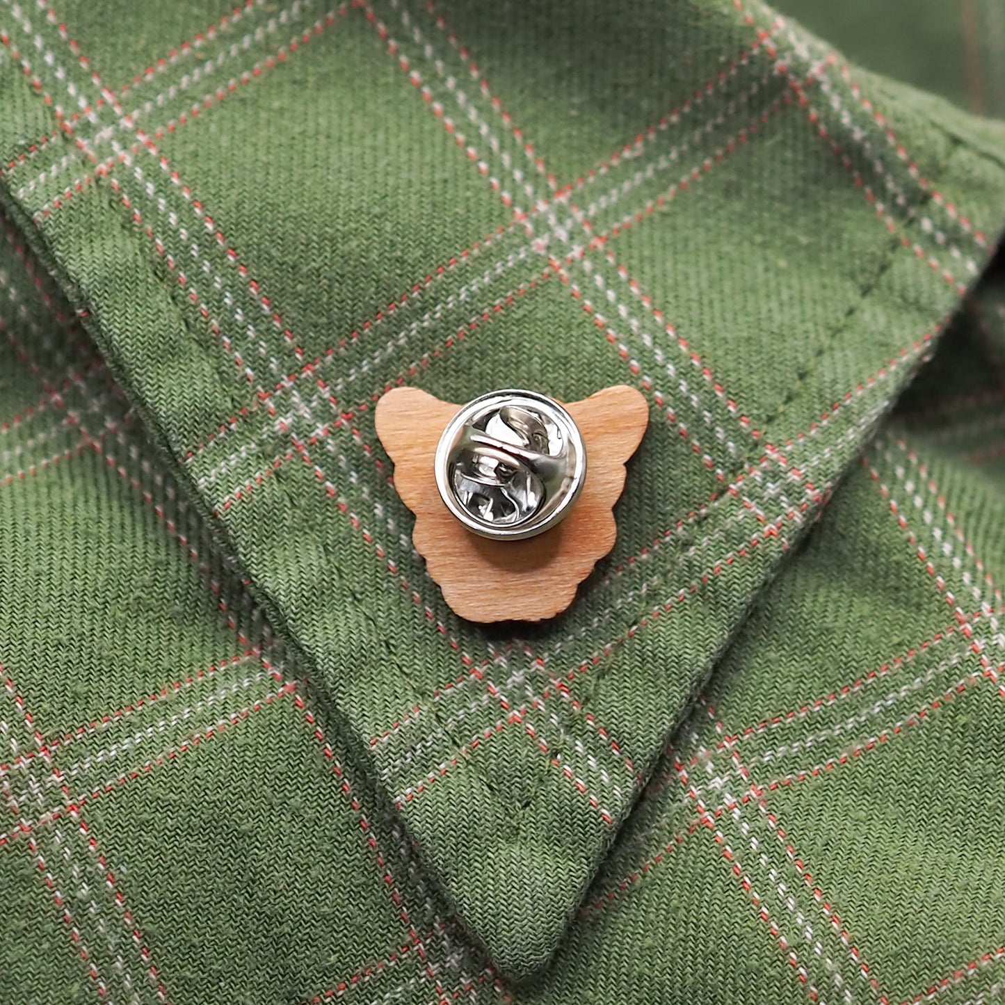 Wooden Highland Cow Pin Badge