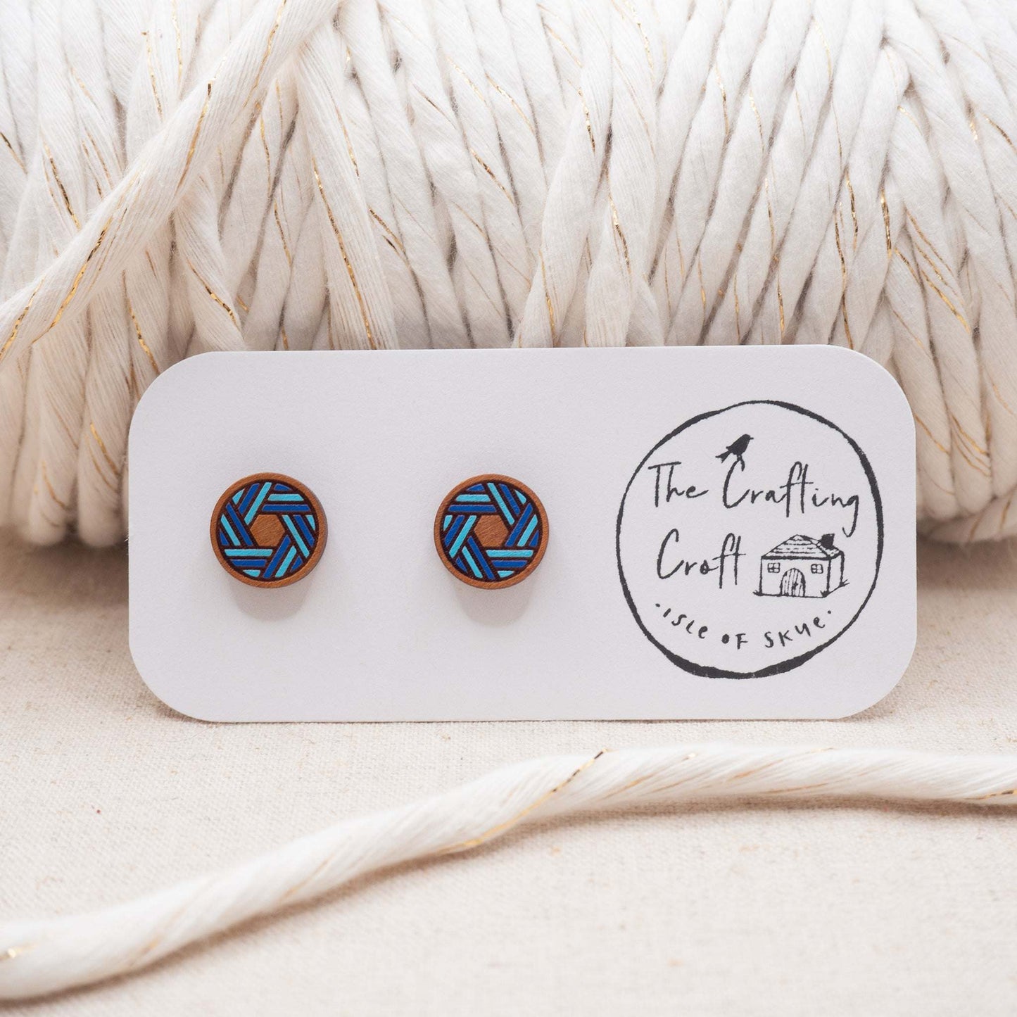 Blue knot painted stud earrings enhance your style