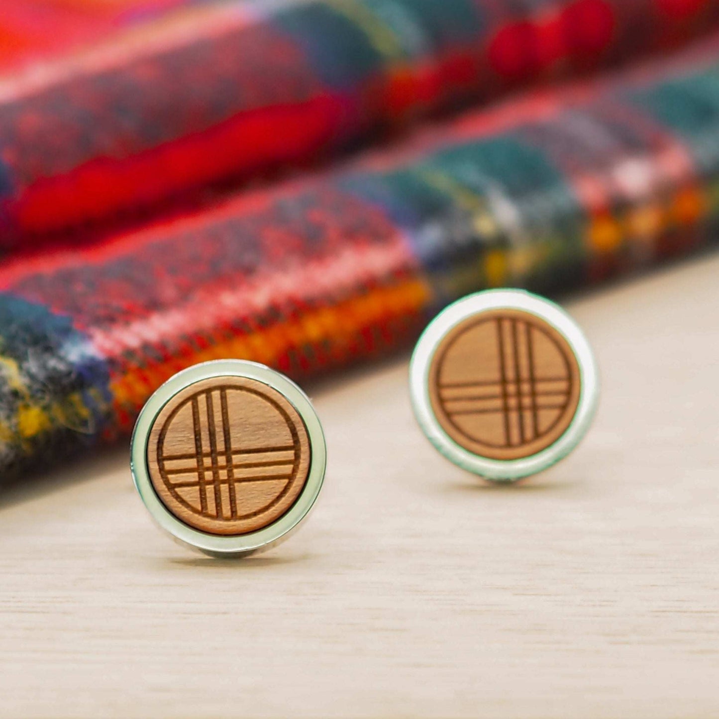 Scottish Tartan Inspired Wooden Cufflinks