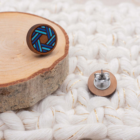  Blue knot painted stud earrings unique