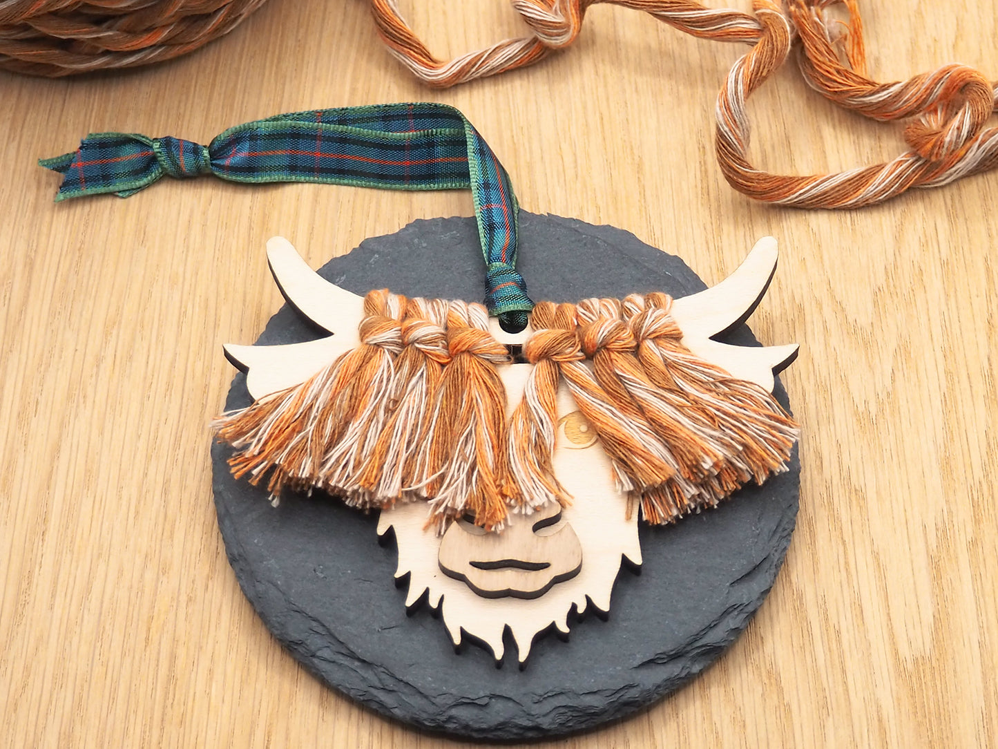 Wooden Highland Cow Ornament
