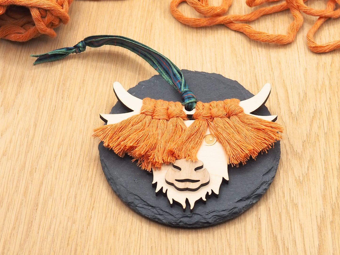 Wooden Highland Cow Ornament