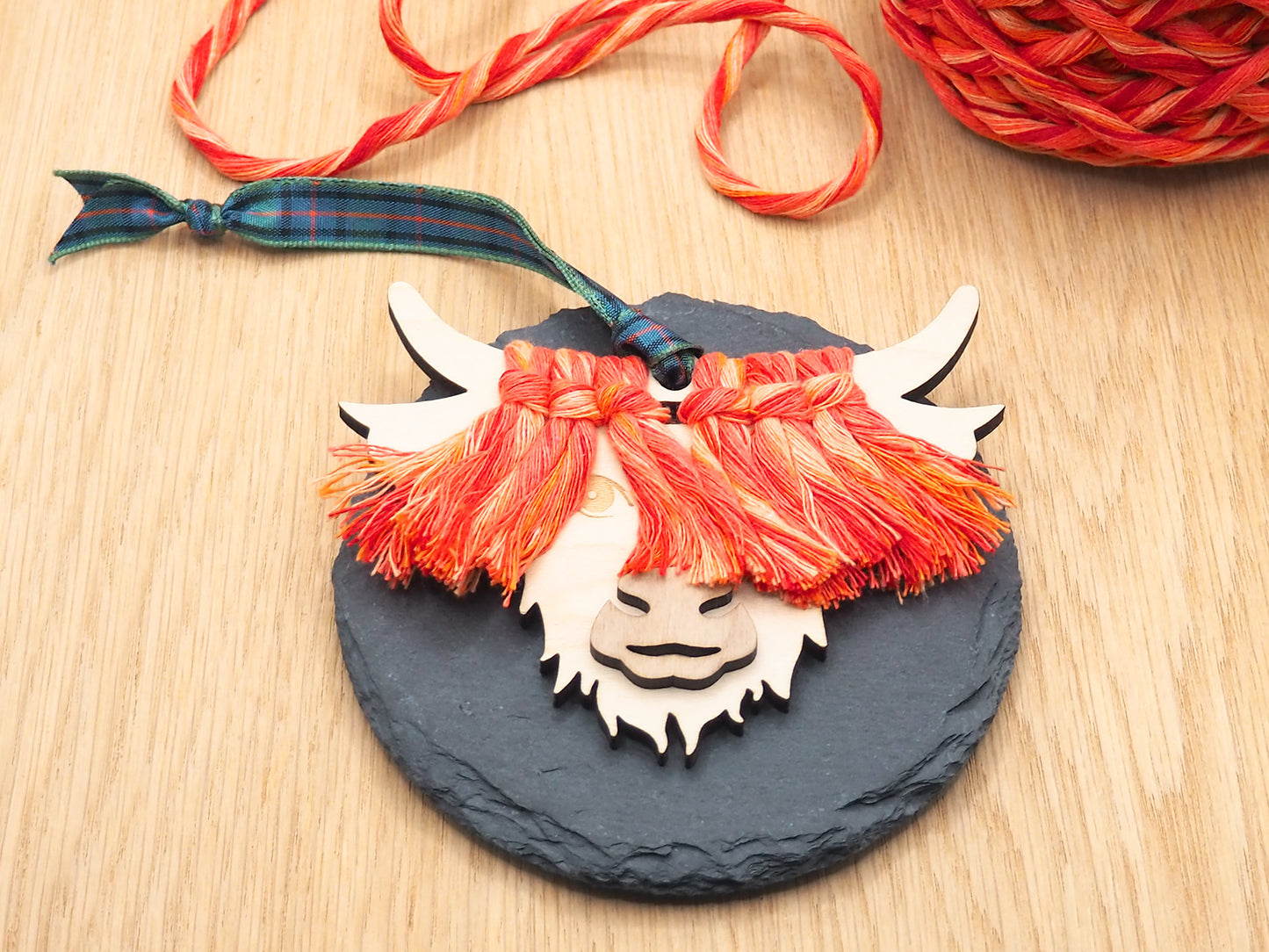 Wooden Highland Cow Ornament